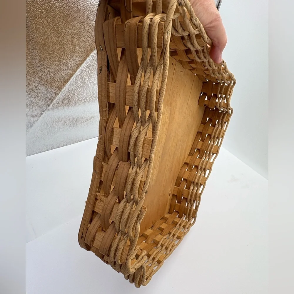 Vintage Woven and Wood Arkansas-Shaped Basket